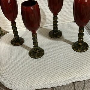 Elegant Red and Green Wooden Goblets
